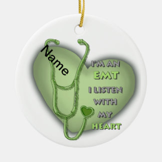 Décoration En Céramique Technicien Médical d'Urgence Cœur Vert