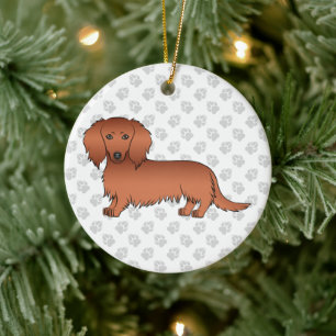 Décoration En Céramique Teckels à longs poils rouges Chien de dessin animé