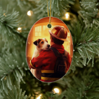Décoration En Céramique Teckie Jack Russell Pompiers, Chiots, Amoureux de