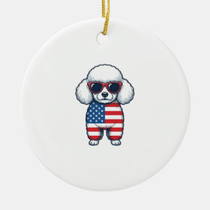 Décoration En Céramique Tecktonik Poodle avec Lunettes de Soleil Design Ve