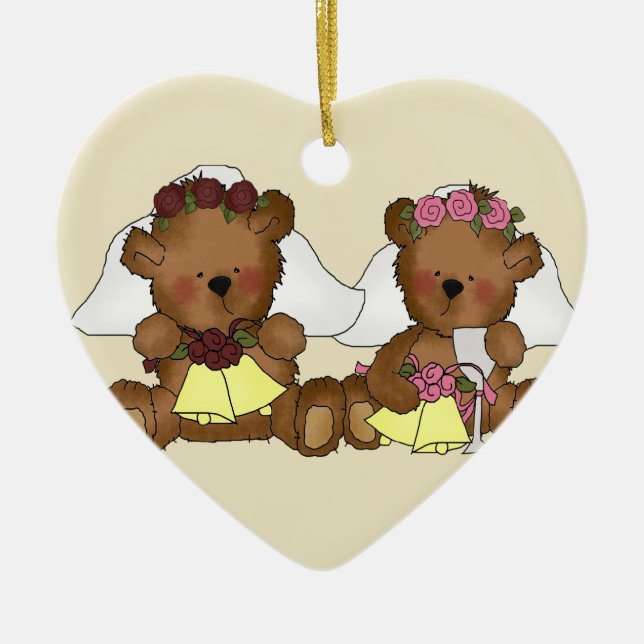 Décoration En Céramique Teddy Bear Brides Mariage (Devant)