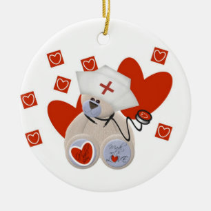 Décoration En Céramique Teddy Bear Nurse Love Tshirts et cadeaux