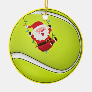 Décoration En Céramique Tennis Noël avec balle et Père Noël
