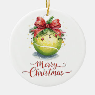 Décoration En Céramique Tennis Noël avec balles avec ruban