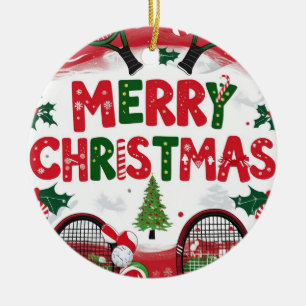 Décoration En Céramique Tennis sur le thème de Noël pour joueur