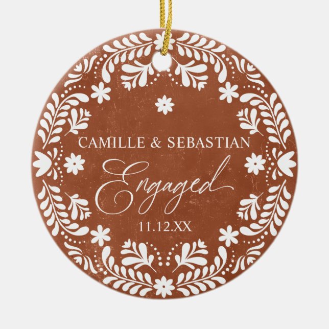 Décoration En Céramique Terracotta Premier Fiançailles de Noël Photo (Devant)