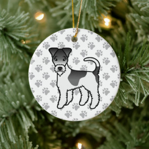 Décoration En Céramique Térrier Fox à poil dur noir et blanc Chien de dess