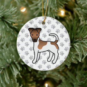 Décoration En Céramique Térrier Fox Lisse Blanc Et Brun Chien De Dessin An