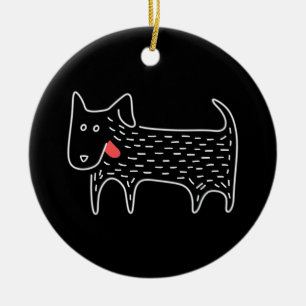 Décoration En Céramique Térrier Scottie Minimaliste Langue Rouge Chien Doo