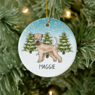 Décoration En Céramique Terrier Wheaten à poil doux Forêt enneigée d'hiver