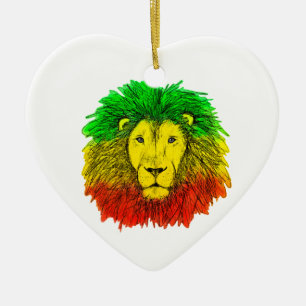 Décoration En Céramique Tête de lion rasta rouge jaune vert dessin Jamaïqu