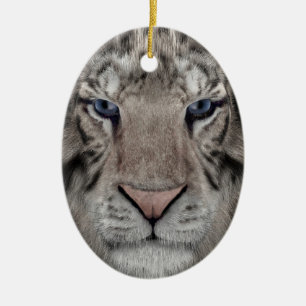 Décoration En Céramique Tête de Tigre Blanc Esthétique Faunique