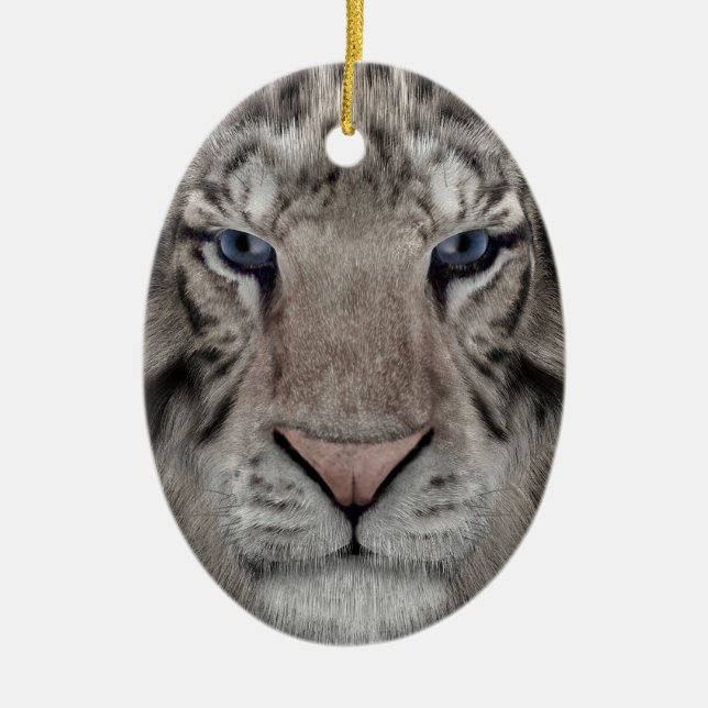 Décoration En Céramique Tête de Tigre Blanc Esthétique Faunique (Devant)