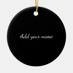 Décoration En Céramique Texte de message noir uni ajouter un nom ici jeté