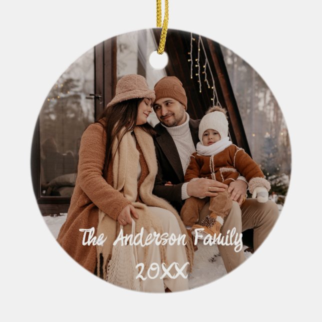 Décoration En Céramique Texte de script blanc personnalisé de la photo (Devant)