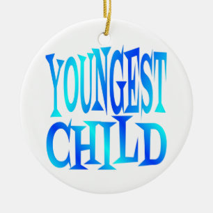 Décoration En Céramique Texte enfant le plus jeune en bleu