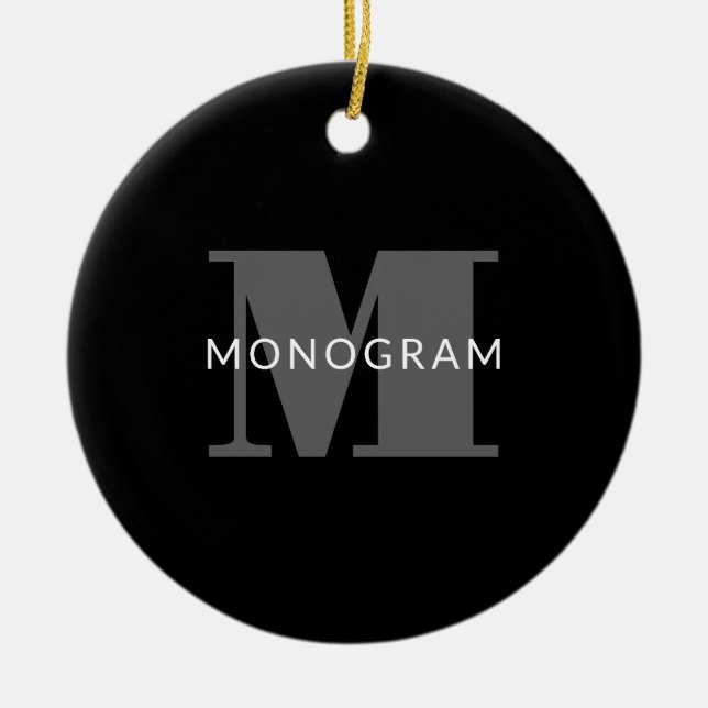 Décoration En Céramique Texte modifié en gras | Blanc noir et gris (Devant)