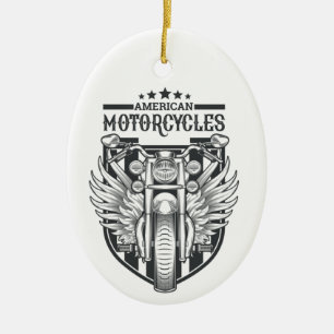 Décoration En Céramique Texte personnalisé "Motocycles américains" ornemen