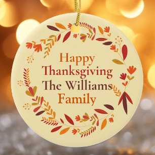 Décoration En Céramique Thanksgiving Family Monogramme Custom Automne Wrea