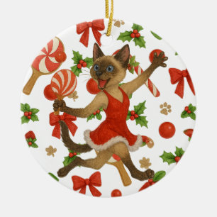 Décoration En Céramique Thème Ping Pong de Noël pour les amoureux de chats
