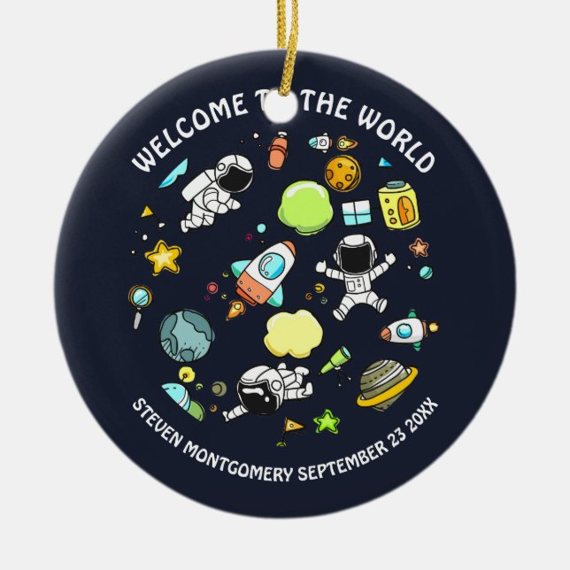 Décoration En Céramique Thème spatial cool - Astronauts & Rocket Ships (Devant)