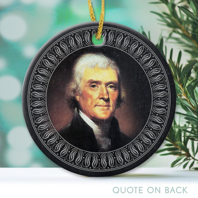 Décoration En Céramique Thomas Jefferson Portrait et citation - Double fac (Custom Ornament)