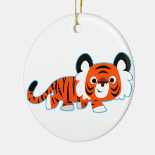 Décoration En Céramique Tigre de dessin mignon sur l'ornement du pinceau