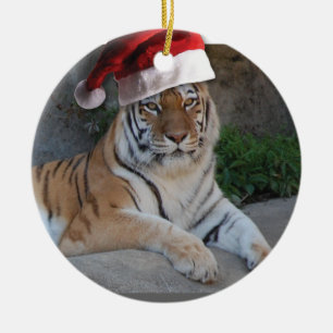 Décoration En Céramique Tigre du Bengale de Santa Hat
