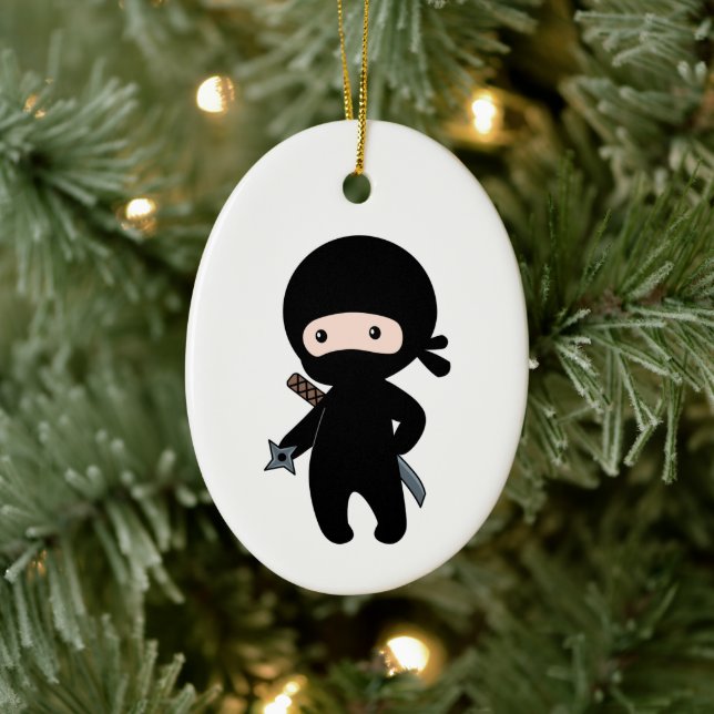 Décoration En Céramique Tiny Ninja tenant l'étoile à lancer (Arbre)