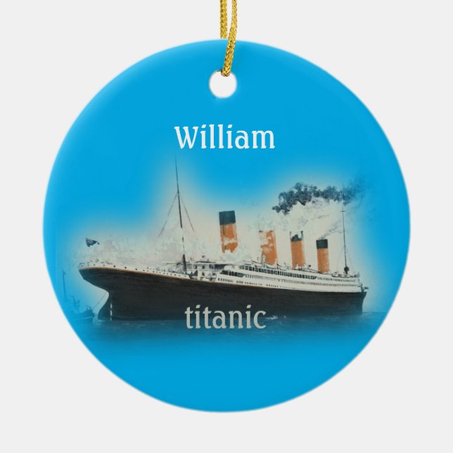 Décoration En Céramique Titanic vintage Ocean Liner Boy Blue Nom Navire (Devant)