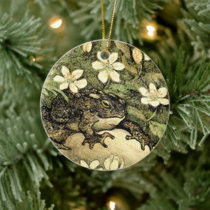 Décoration En Céramique Toad et Dogwood de style Art nouveau néerlandais