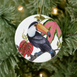 Décoration En Céramique Toco Toucan<br><div class="desc">Toco Toucan I par Melissa Wang. Un toucan unique est perché sur une branche avec des feuilles tropicaux. | 164390Z</div>