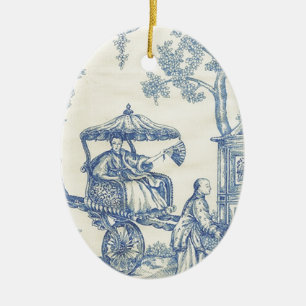Décoration En Céramique Toile dans bleu et blanc