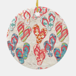 Décoration En Céramique Tongs agrafés sur sable, unique