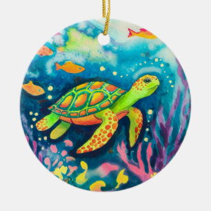 Décoration En Céramique Tortue à peinture
