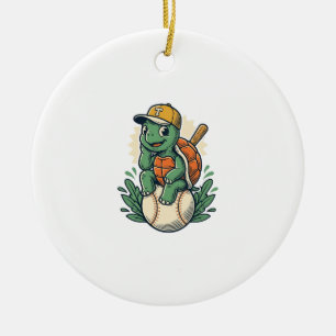 Décoration En Céramique Tortue de baseball Gravure Vintage Design Graphiqu