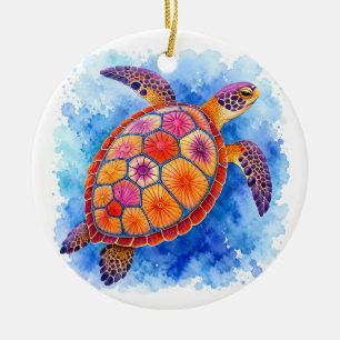 Décoration En Céramique Tortue de mer colorée sous l'océan sous-marin