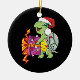 Décoration En Céramique Tortue de mer portant le chapeau de Père Noël Jo