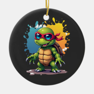 Décoration En Céramique Tortue Mignonne Portant Des Lunettes De Soleil Pei