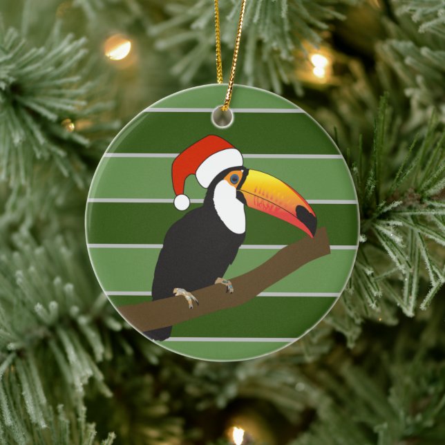 Décoration En Céramique Toucan Santa Hat - Spécial Noël (Arbre)