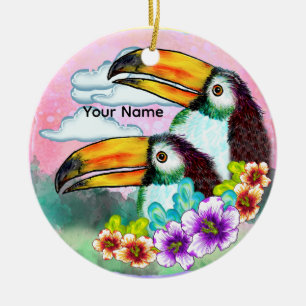Décoration En Céramique Toucans Tropicaux