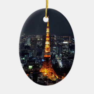 Décoration En Céramique Tour de Tokyo par l'ornement de nuit