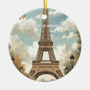Décoration En Céramique Tour Eiffel Paris Voyage Art Rétro Vintage Nom