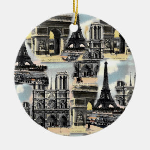 Décoration En Céramique Tour Eiffel vintage de collage de voyage de Paris