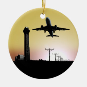 Décoration En Céramique Tour et avion de contrôle du trafic aérien