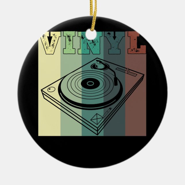 Décoration En Céramique Tourne-disque Retro Distressed Vinyl Record (Devant)