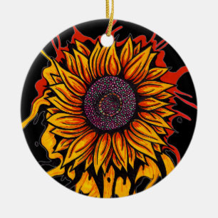 Décoration En Céramique Tournesol éclaboussé