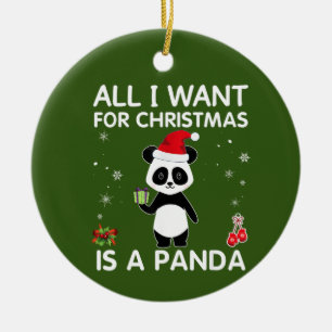 Décoration En Céramique Tout Ce Que Je Veux Pour Noël, C'Est Un Panda Orne