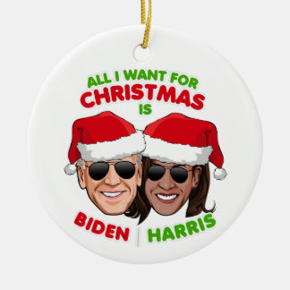 DÉCORATION EN CÉRAMIQUE TOUT CE QUE JE VEUX POUR NOËL EST BIDEN HARRIS