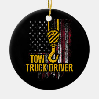 Décoration En Céramique Tow Truck Driver USA Flag Funny Trucker